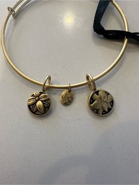 Gold-Tone Floral Charm Bangle Bracelet by